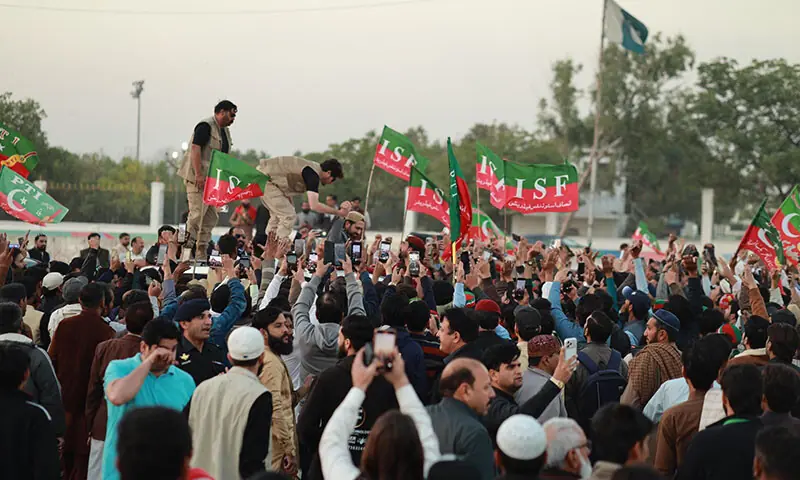 PTI workers and supporters take part in a rally celebrating the arrival of Khyber Pakhtunkhwa Chief Minister Sohail Afridi in Karachi on January 9. — X/@HaleemAdil