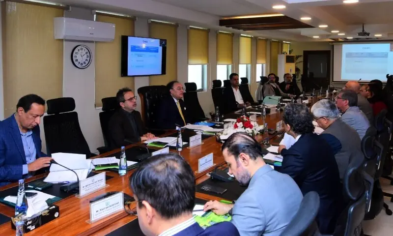 Finance Minister Muhammad Aurangzeb presided over a meeting of the Cabinet Committee on SOE at the Finance Division in Islamabad on Friday. — Photo courtesy PTV News/X Finance Minister Muhammad Aurangzeb presided over a meeting of the Cabinet Committee on SOE at the Finance Division in Islamabad on Friday. — Photo courtesy PTV News/X