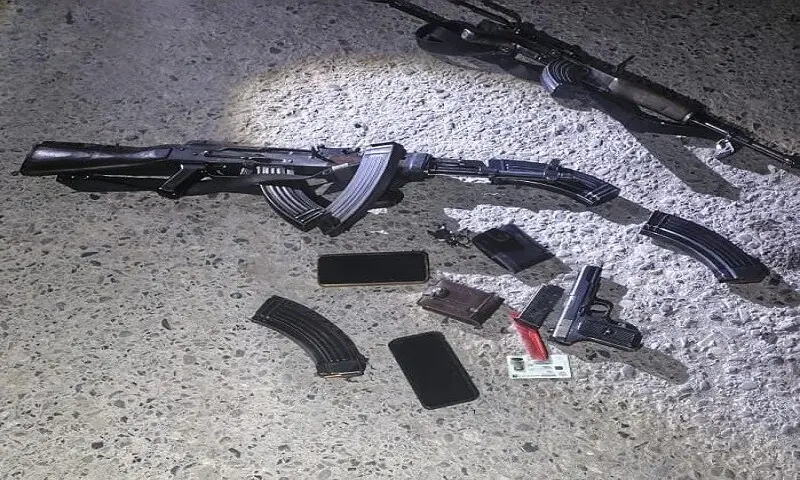 Arms and ammunition recovered from the slain terrorists. &mdash; CTD
