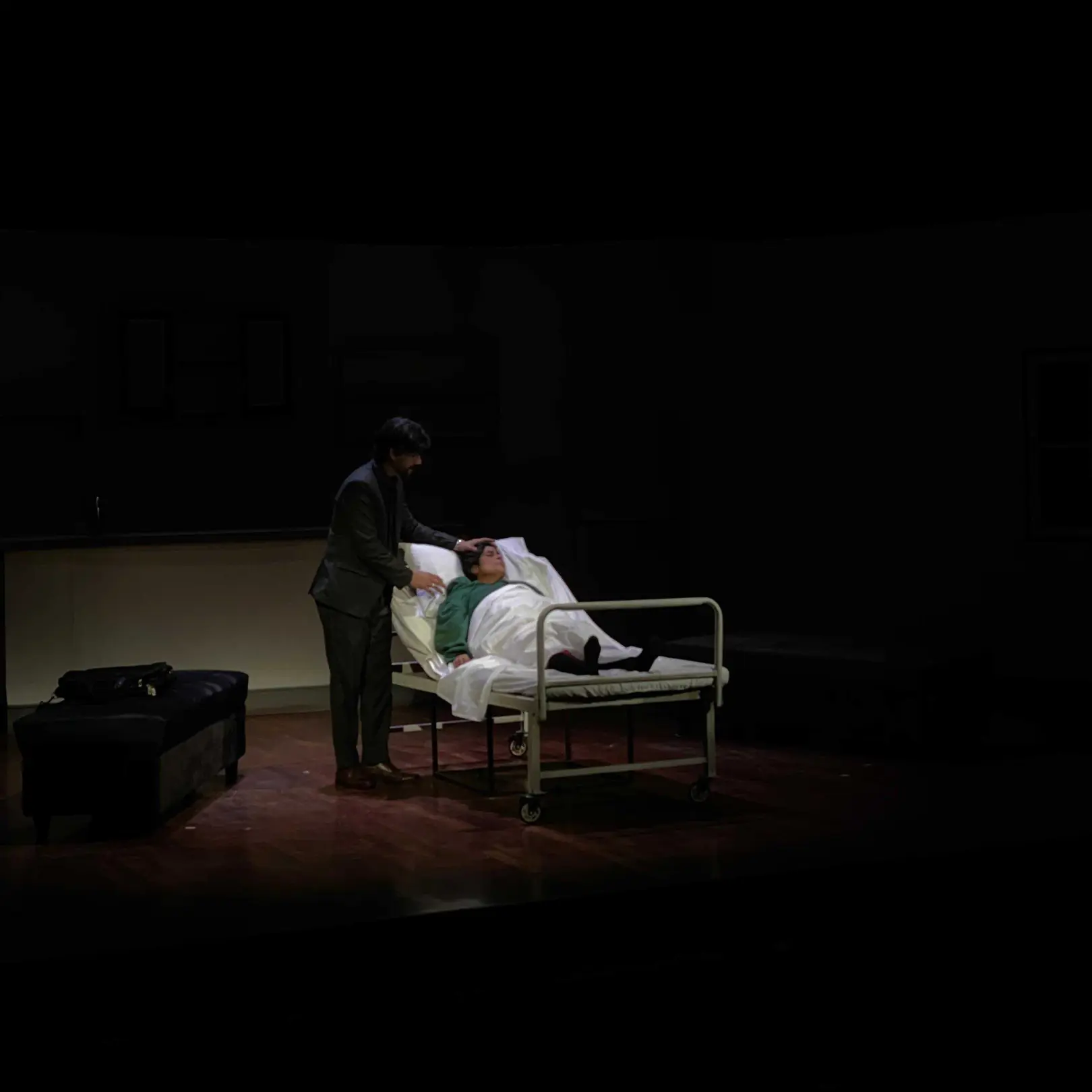 Saad looks over Haleema in her hospital bed in the closing act. Photo: Ali Rizvi/Instagram