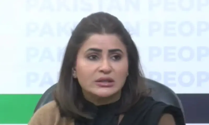 PPP lawmaker Shazia Marri addresses a press conference on January 14. &mdash; DawnNewsTV