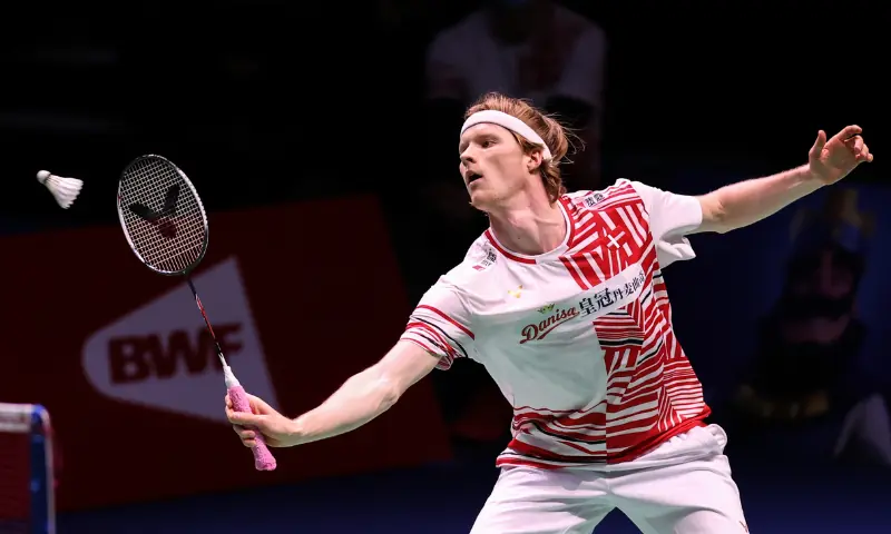Anders Antonsen in action during a badminto match. &mdash; Photo courtesy BWF