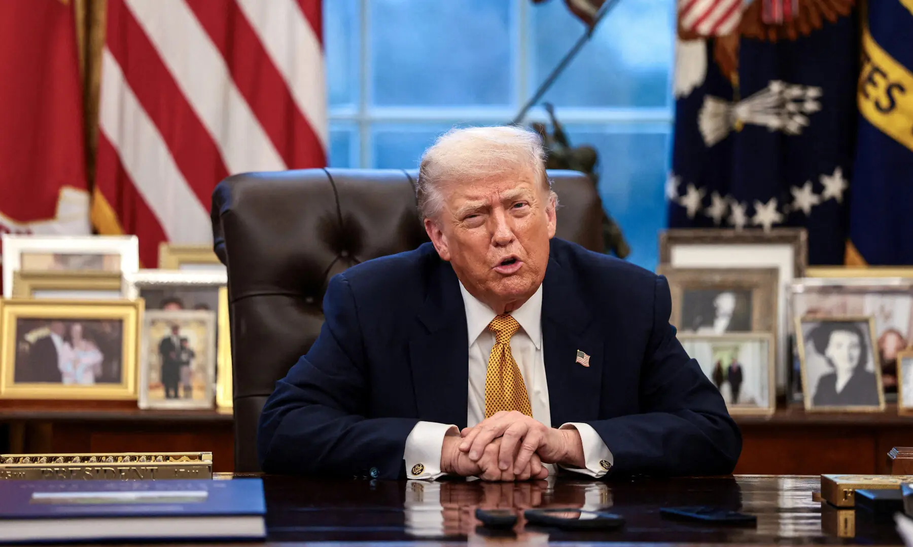 US President Donald Trump, during an exclusive interview by Reuters in the Oval Office in Washington, DC, US on Jan 14, 2026. &mdash; Reuters