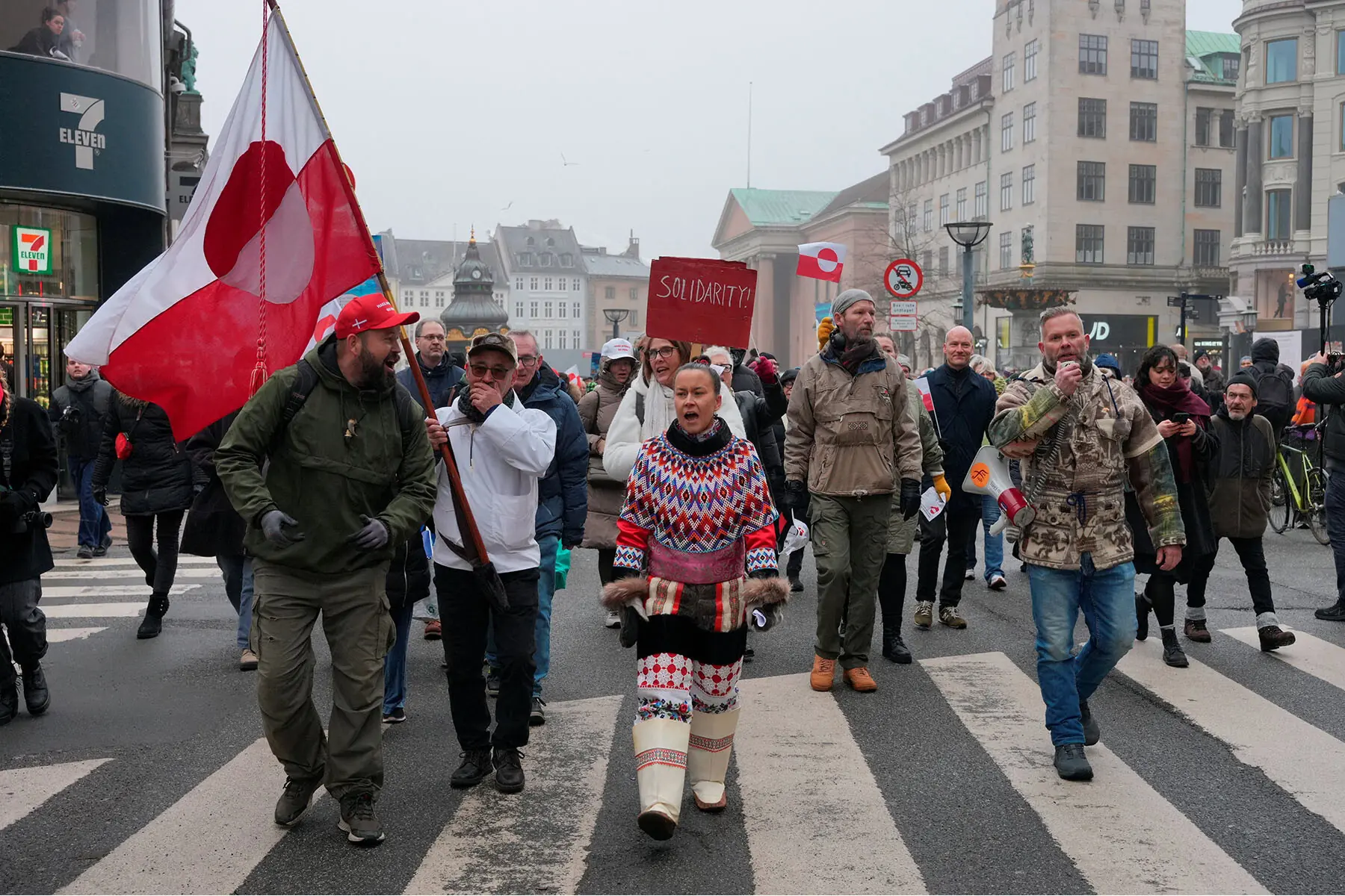 People take part in the ‘Hands Off Greenland’ protest, held under the slogans ‘Hands Off Greenland’ and ‘Greenland for Greenlanders’ in Copenhagen, Denmark on January 17. — Reuters