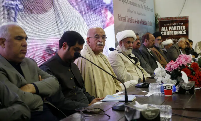 TTAP leaders during the All Parties Conference in Karachi on Sunday, Jan 18, 2026. &mdash;  Shakeel Adil/ White Star