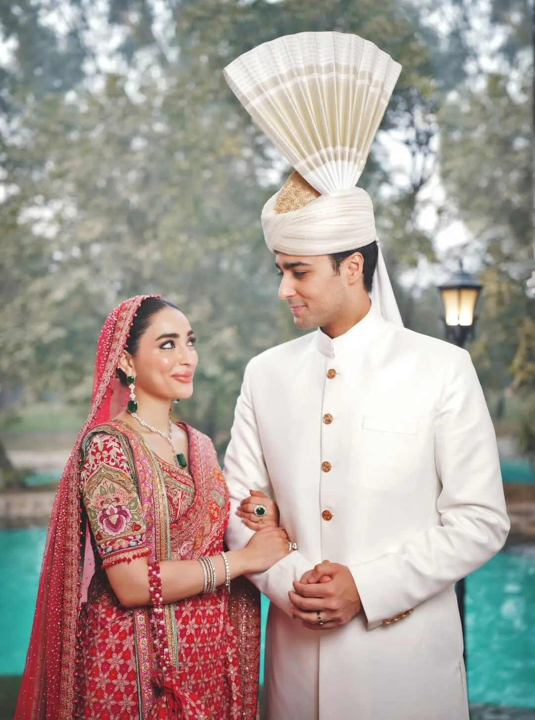   The bride and groom on the day of their nikah and baraat. Photo: Irfan Ahson/Instagram.  