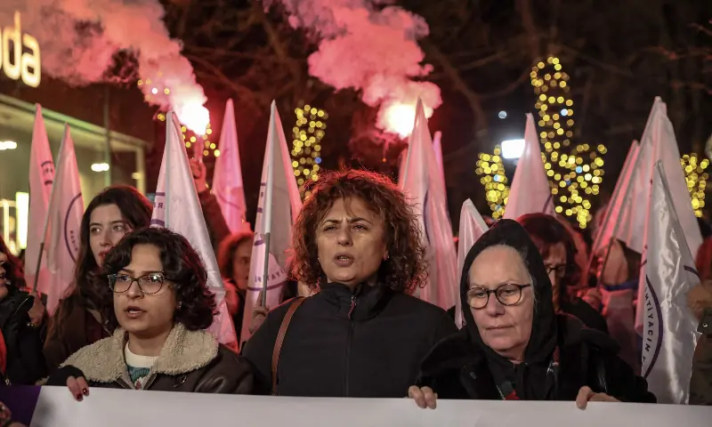 Women hold a rally in Ankara against an offensive by Syrian forces against Kurdish fighters. &mdash; AFP