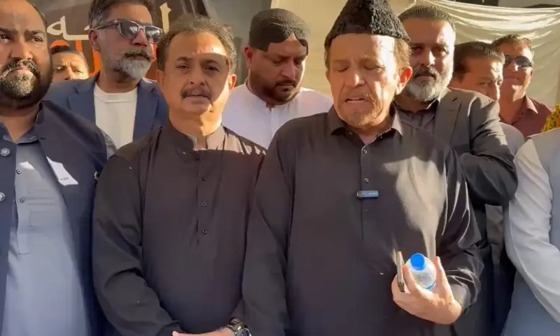 PTI Sindh leadership holds a press conference on January 20. &mdash; Photo via X/@ptisindhupdates