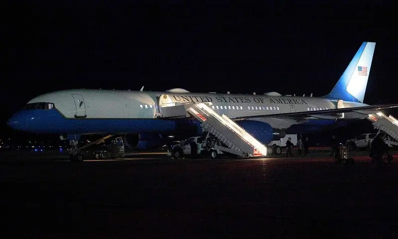 A view of the plane which will now carry President Trump to Switzerland after Air Force One returned to Joint Base Andrews on January 20, 2026.&mdash; AFP
