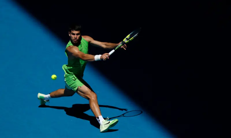 Spain’s Carlos Alcaraz in action during his second round match against Germany’s Yannick Hanfmann at the Australian Open at Melbourne Park, Melbourne, Australia on January 21, 2026. — Reuters Spain’s Carlos Alcaraz in action during his second round match against Germany’s Yannick Hanfmann at the Australian Open at Melbourne Park, Melbourne, Australia on January 21, 2026. — Reuters