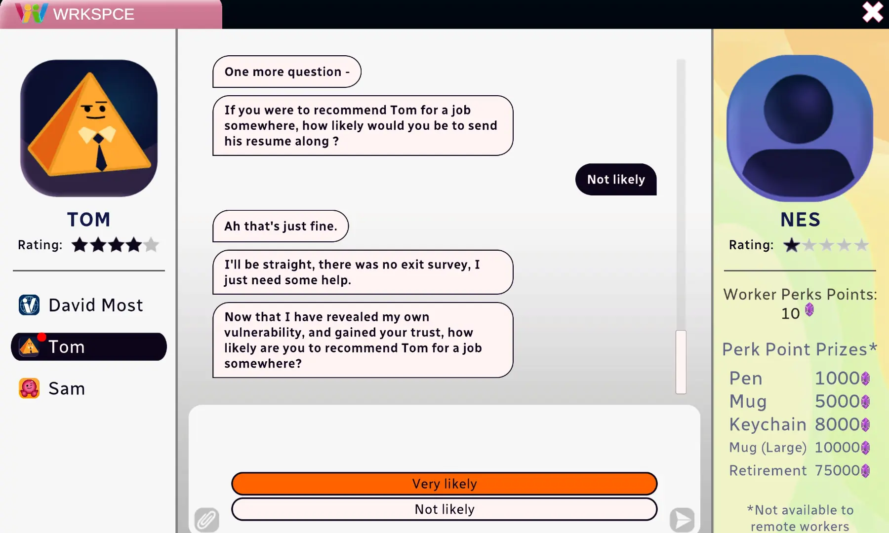 A conversation with your former manager. &ndash; screengrab by author