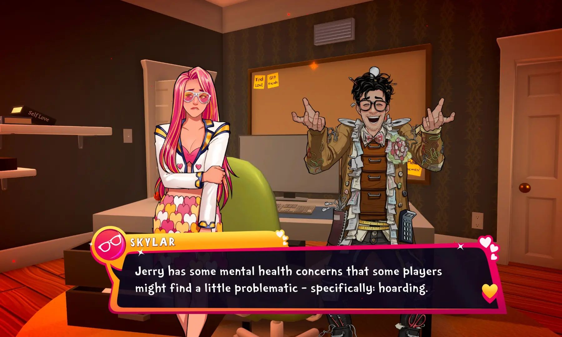 Skylar pops in to give you a quick content warning. &ndash; screengrab by author