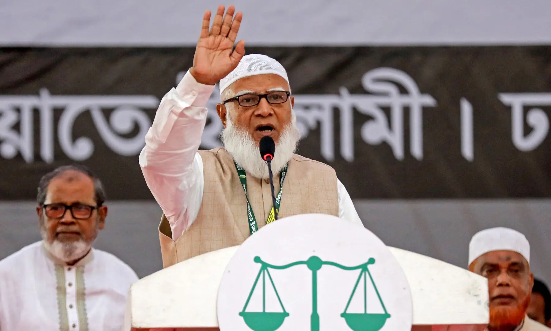 Bangladesh’s Jamaat-i-Islami leader Shafiqur Rahman waves to his supporters during a rally as he begins campaigning ahead of the upcoming national elections, in Mirpur on Jan 22, 2026. — AFP