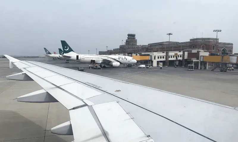 A view of the Allama Iqbal International Airport, seen from the window of an aeroplane in Lahore, Pakistan March 23, 2023. &mdash; Reuters/File