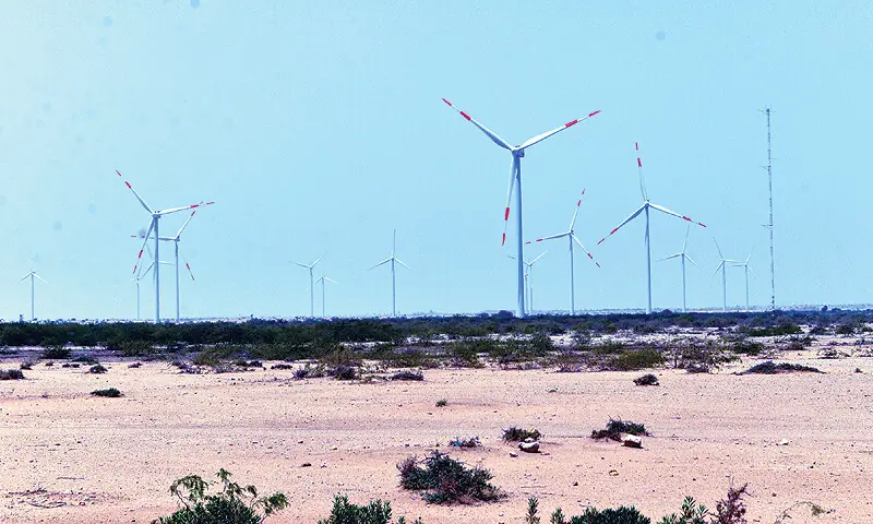 Some of the wind turbines installed at Jhimpir.  &mdash; Fahim Siddiqi/White Star