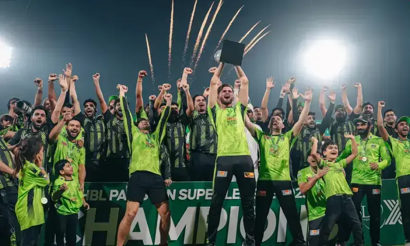 Lahore Qalanadars celebrate winning the HBL PSL X in 2025. &mdash; Photo via Instagram/Lahore Qalandars