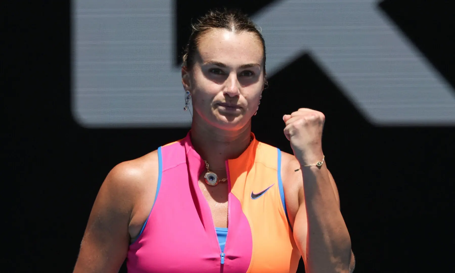 Belarus’ Aryna Sabalenka celebrates after victory against Canada’s Victoria Mboko during their women’s singles match on day eight of the Australian Open tennis tournament in Melbourne on Jan 25, 2026. — AFP Belarus’ Aryna Sabalenka celebrates after victory against Canada’s Victoria Mboko during their women’s singles match on day eight of the Australian Open tennis tournament in Melbourne on Jan 25, 2026. — AFP