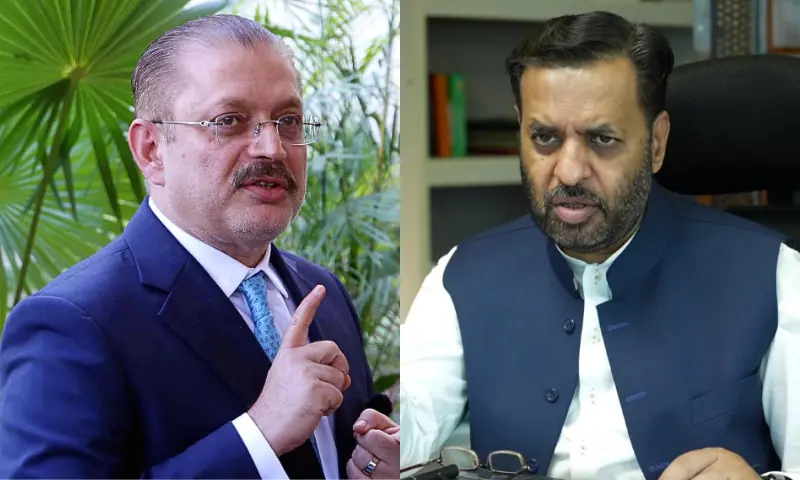 This photo combo shows Senior Sindh Minister Sharjeel Inam Memon (L) and MQM-P leader Mustafa Kamal (R). &mdash; PPI Images/APP