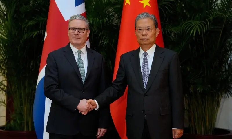Britain’s Prime Minister Keir Starmer shakes hands with National People’s Congress Chairman Zhao Leji at the Great Hall of the People in Beijing, China, Thursday, Jan. 29, 2026. —Reuters Britain’s Prime Minister Keir Starmer shakes hands with National People’s Congress Chairman Zhao Leji at the Great Hall of the People in Beijing, China, Thursday, Jan. 29, 2026. —Reuters