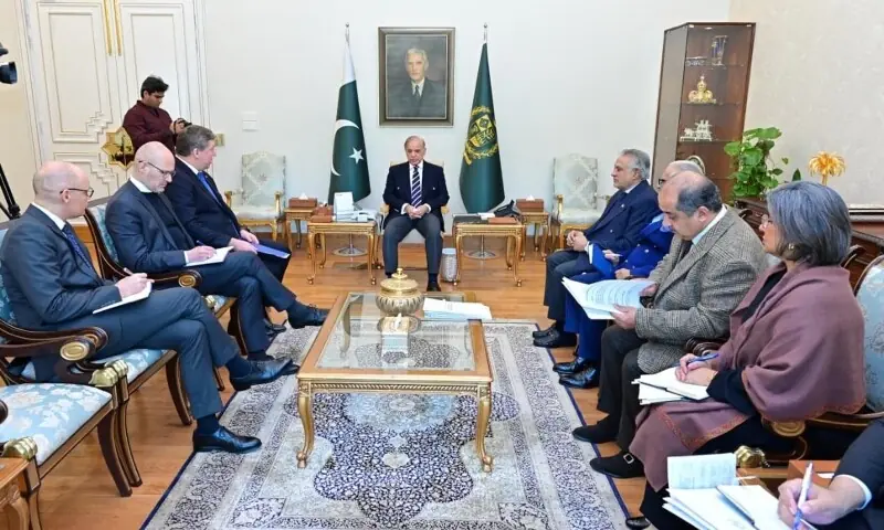 Prime Minister Shehbaz Sharif along with Deputy PM and Foreign Minister Ishaq Dar meets Ambassador of the European Union to Pakistan Raimundas Karoblis on January 29, 2026. —Prime Minister Office Prime Minister Shehbaz Sharif along with Deputy PM and Foreign Minister Ishaq Dar meets Ambassador of the European Union to Pakistan Raimundas Karoblis on January 29, 2026. —Prime Minister Office