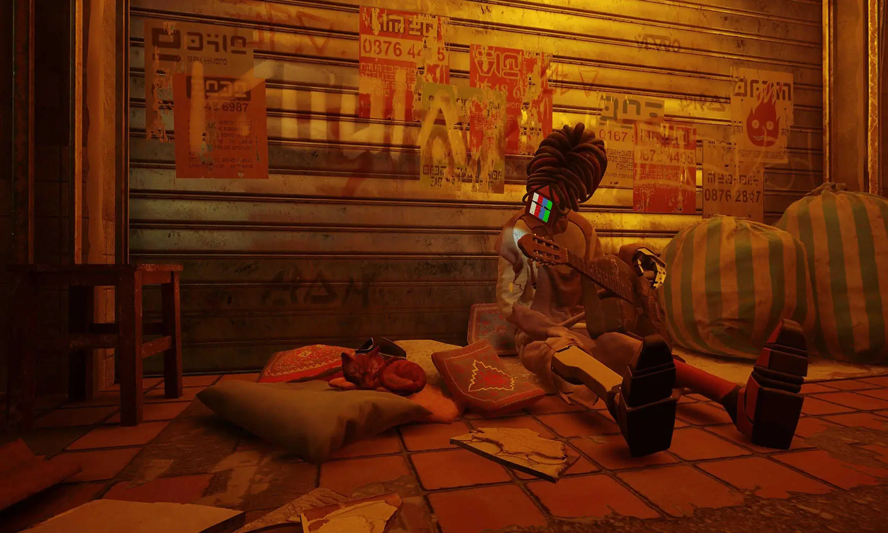 A screenshot of a catnap from Stray. — Screengrab by author