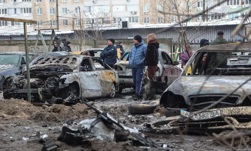 Residents stand next to burned cars at the site of an apartment building damaged during overnight Russian drone and missile strikes, amid Russia’s attack on Ukraine, in Zaporizhzhia, Ukraine on January 28, 2026. — Reuters Residents stand next to burned cars at the site of an apartment building damaged during overnight Russian drone and missile strikes, amid Russia’s attack on Ukraine, in Zaporizhzhia, Ukraine on January 28, 2026. — Reuters