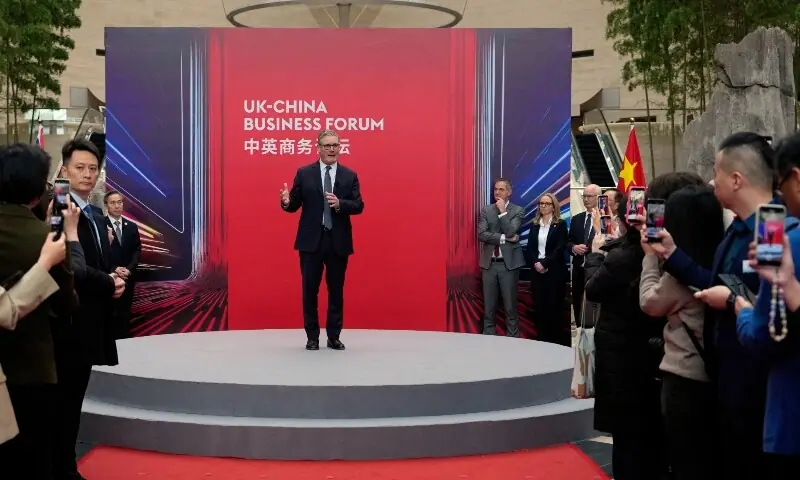 Britain’s Prime Minister Keir Starmer speaks during the UK-China Business Forum at the headquarters of the Bank of China (BOC) in Beijing, China, January 30, 2026. —Reuters