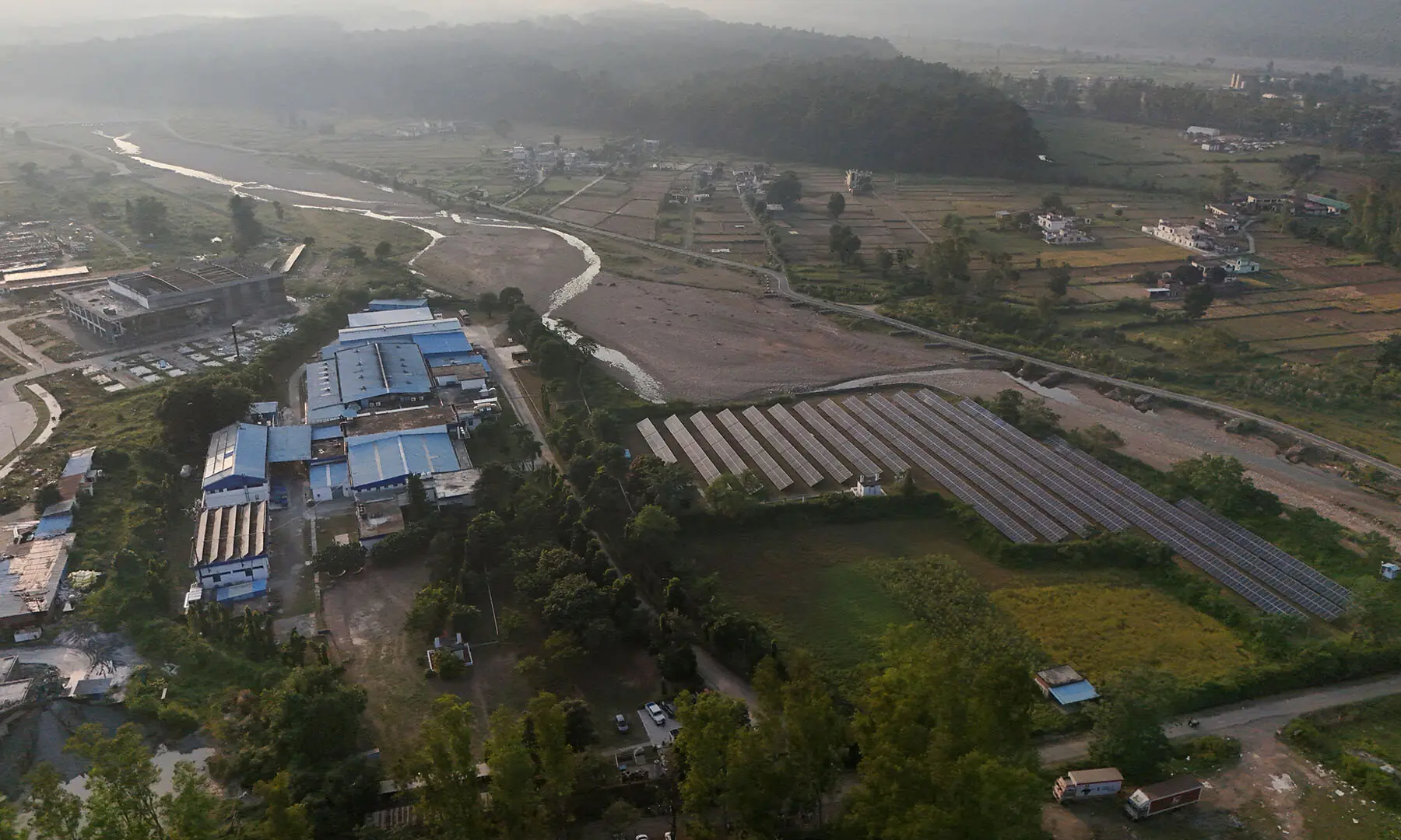 A drone view shows Tata&rsquo;s Himalayan natural mineral water bottling plant in Dhaula Kuan, Himachal Pradesh, India on October 16, 2025. &mdash; Reuters/File