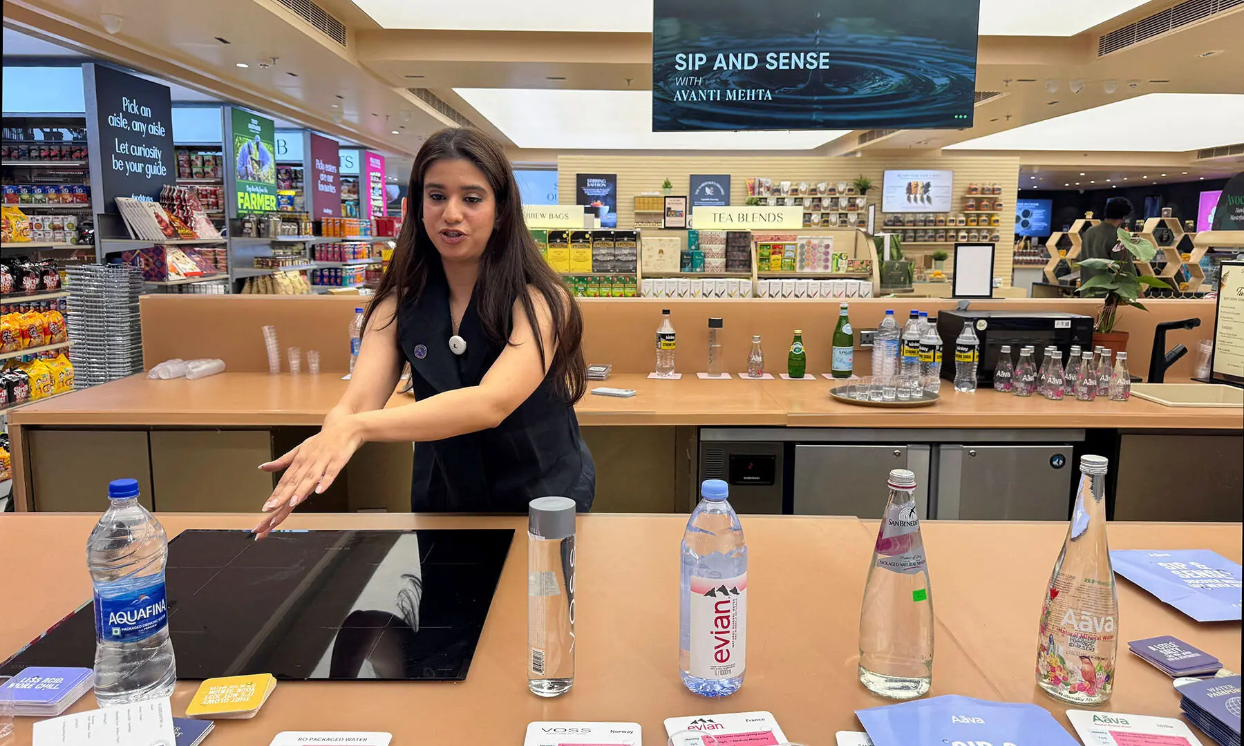 Avanti Mehta, 32, India&rsquo;s youngest water sommelier, talks about different brands of packaged water at &ldquo;Sip and Sense&rdquo;, a water tasting event in Hyderabad, India, January 9. &mdash; Reuters