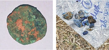  Coins and decorative lapis lazuli stones, dating back to the 2nd and 6th centuries BC, were unearthed during recent excavations.—Dawn 