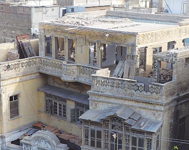  A VIEW of a partially demolished heritage building opposite the Civil Court in Hyderabad.&mdash;Umair Ali 