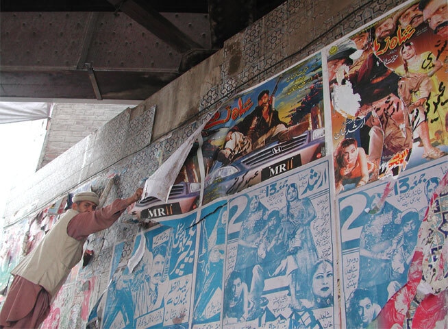 During the Muttahida Majlis-i-Amal’s (MMA) tenure in KP in the early 2000s, cinema posters along Cinema Road were altered as female faces were removed or blacked out