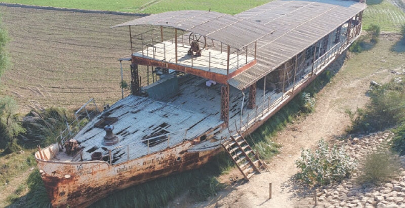 The skeleton of the ship at Mithan Kot.