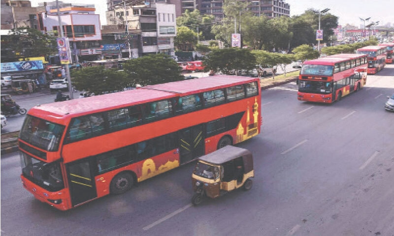 THE buses will run between Zainab Market in Saddar and Model Colony.—Fahim Siddiqi / White Star THE buses will run between Zainab Market in Saddar and Model Colony.—Fahim Siddiqi / White Star