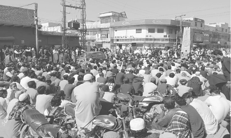 TURBAT: Political activists and members of civil society take part in a demonstration against rising cases of kidnapping in Kech district.—Dawn TURBAT: Political activists and members of civil society take part in a demonstration against rising cases of kidnapping in Kech district.—Dawn