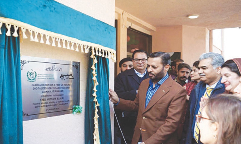 Health Minister Syed Mustafa Kamal inaugurates the first digitalised healthcare programme at Gokina in Islamabad on Tuesday. — PPI Health Minister Syed Mustafa Kamal inaugurates the first digitalised healthcare programme at Gokina in Islamabad on Tuesday. — PPI
