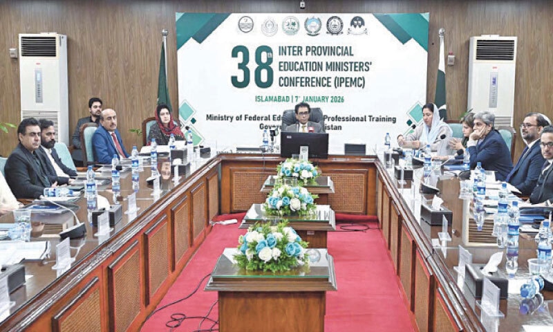 Education Minister Khalid Maqbool Siddiqui presides over the 38th Inter-Provincial Education Ministers&rsquo; Conference at the AIOU in Islamabad on Wednesday. &mdash; APP