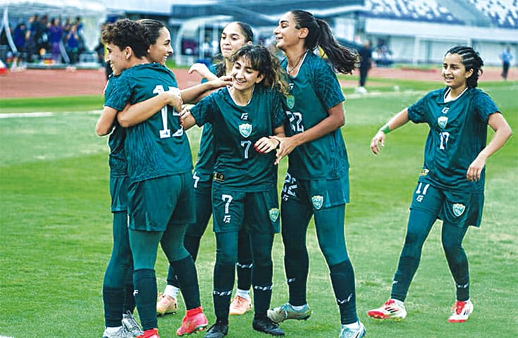The players celebrate after stunning Kyrgyzstan in the 2026 AFC Womens Asian Cup qualifiers