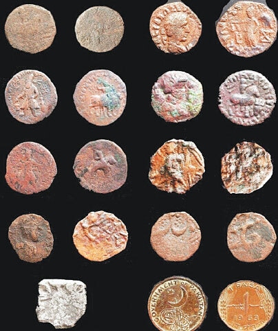 Coins from the late Achaemenid period found from the site during preservation and restoration work.