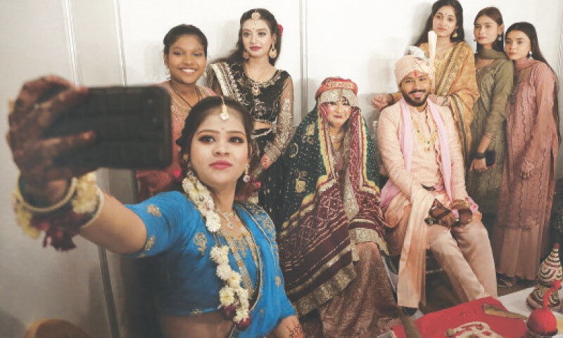 A woman takes a selfie at one of the cabins set up for couples. 
&mdash;Shakil Adil/ White Star