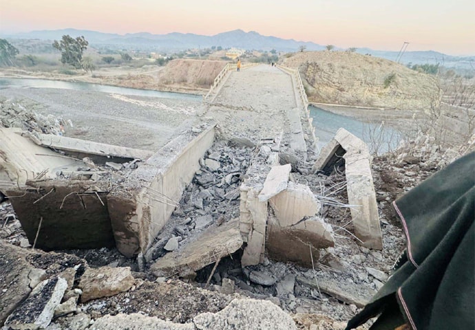 A view of the destroyed bridge.&mdash;Photo by the writer