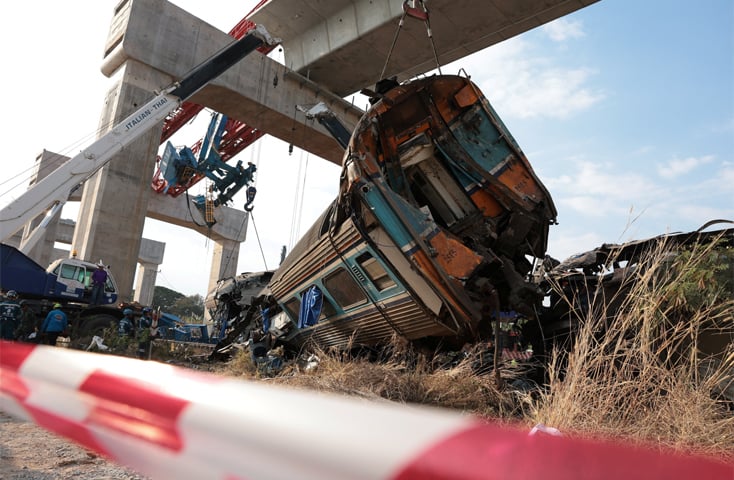WRECKAGE at the site after the derailment.&mdash;Reuters