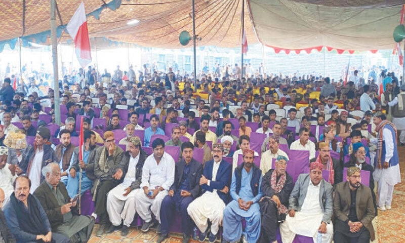 FOLLOWERS of G.M. Syed attend the programme to celebrate his 122nd birth anniversary held in Sann on Saturday.&mdash;Dawn