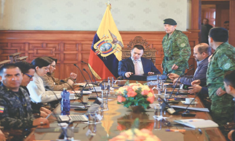 A VIEW of a security meeting at Carondelet Palace in Quito.&mdash;AFP