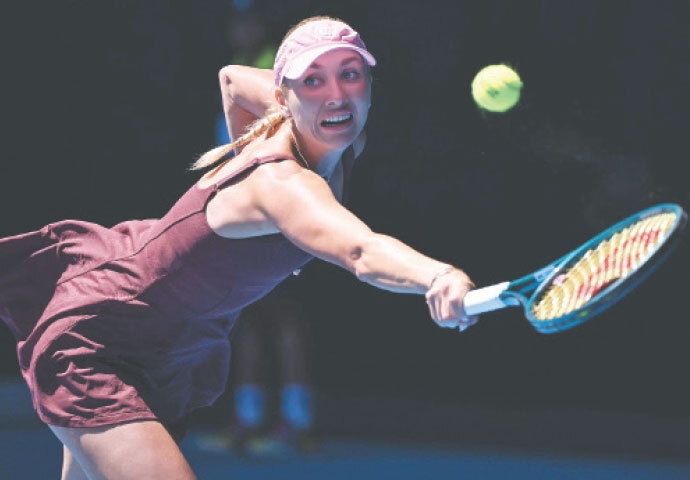 AUSTRIA&rsquo;S Anastasia Potapova in action during the third-round match against Aryna Sabalenka of Belarus on Friday.&mdash;AFP
