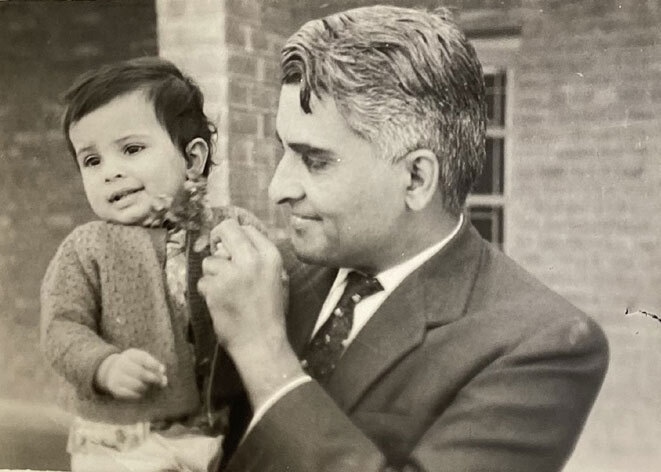 Saiyid Safdar Nawab photographed with his daughter, Mahnaz Nawab, prior to leaving for East Pakistan