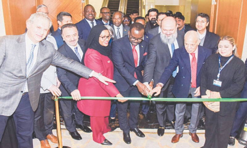 Federal Minister for Commerce Jam Kamal Khan along with High Commissioner of Rwanda to Pakistan Harerimana Fatou and others cut the ribbon to inaugurate Coffee Festival at a local hotel in Islamabad. — White Star Federal Minister for Commerce Jam Kamal Khan along with High Commissioner of Rwanda to Pakistan Harerimana Fatou and others cut the ribbon to inaugurate Coffee Festival at a local hotel in Islamabad. — White Star