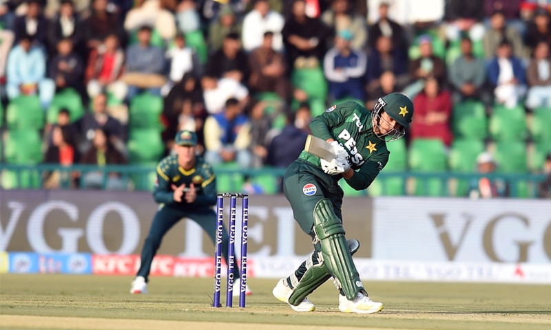 PAKISTAN opener Saim Ayub plays a shot during the first Twenty20 International against Australia at the Gaddafi Stadium on Thursday.
—Murtaza Ali/White Star PAKISTAN opener Saim Ayub plays a shot during the first Twenty20 International against Australia at the Gaddafi Stadium on Thursday.
—Murtaza Ali/White Star
