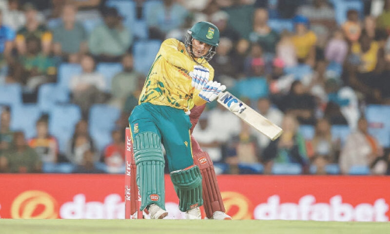 CENTURION: South African opener Quinton de Kock plays a shot during the second Twenty20 International against
West Indies at the SuperSport Park.—AFP CENTURION: South African opener Quinton de Kock plays a shot during the second Twenty20 International against
West Indies at the SuperSport Park.—AFP