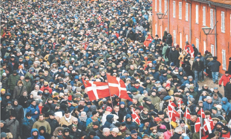DANISH war veterans gather for a march to the American embassy in Copenhagen.&mdash;AFP